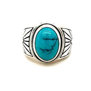 Oval Shaped Turquoise 925 Ring